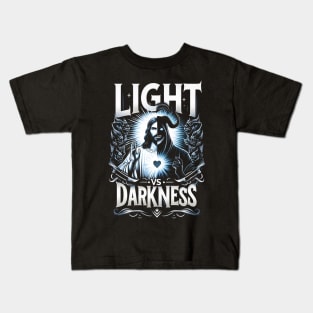 Light vs Darkness, Good and Evil. Jesus Christian Kids T-Shirt